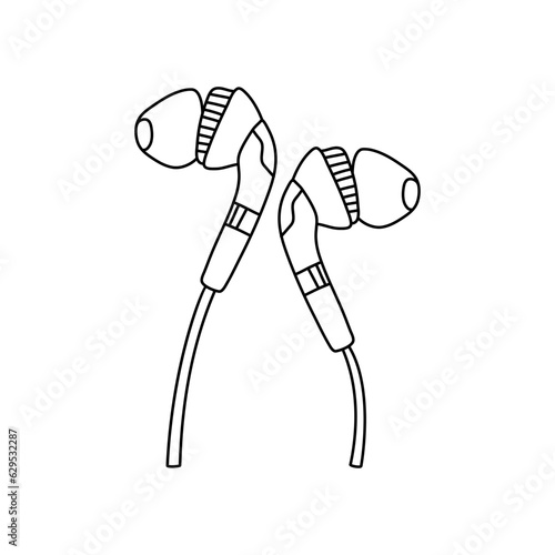 Doodle earphones icon in vector. Hand drawn earphones icon in vector.