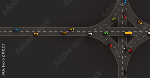 Traffic jam on the road. Road transport. Cars and transport concept.