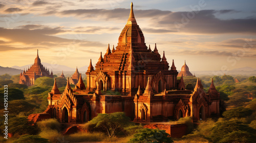 Stampa su tela Temples of Bagan in Myanmar