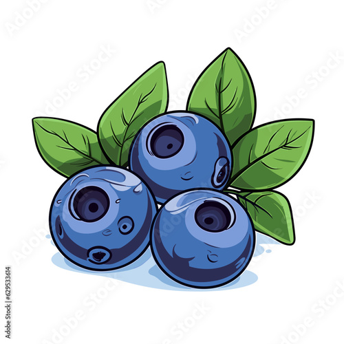 Blueberry. Blueberry hand-drawn comic illustration. Vector doodle style cartoon illustration.