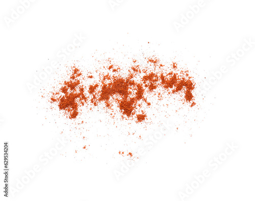 Aromatic paprika powder isolated on white  top view