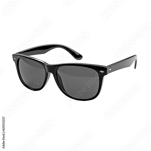 Black Wayfarer Sunglasses isolated on transparent background. Generative AI.