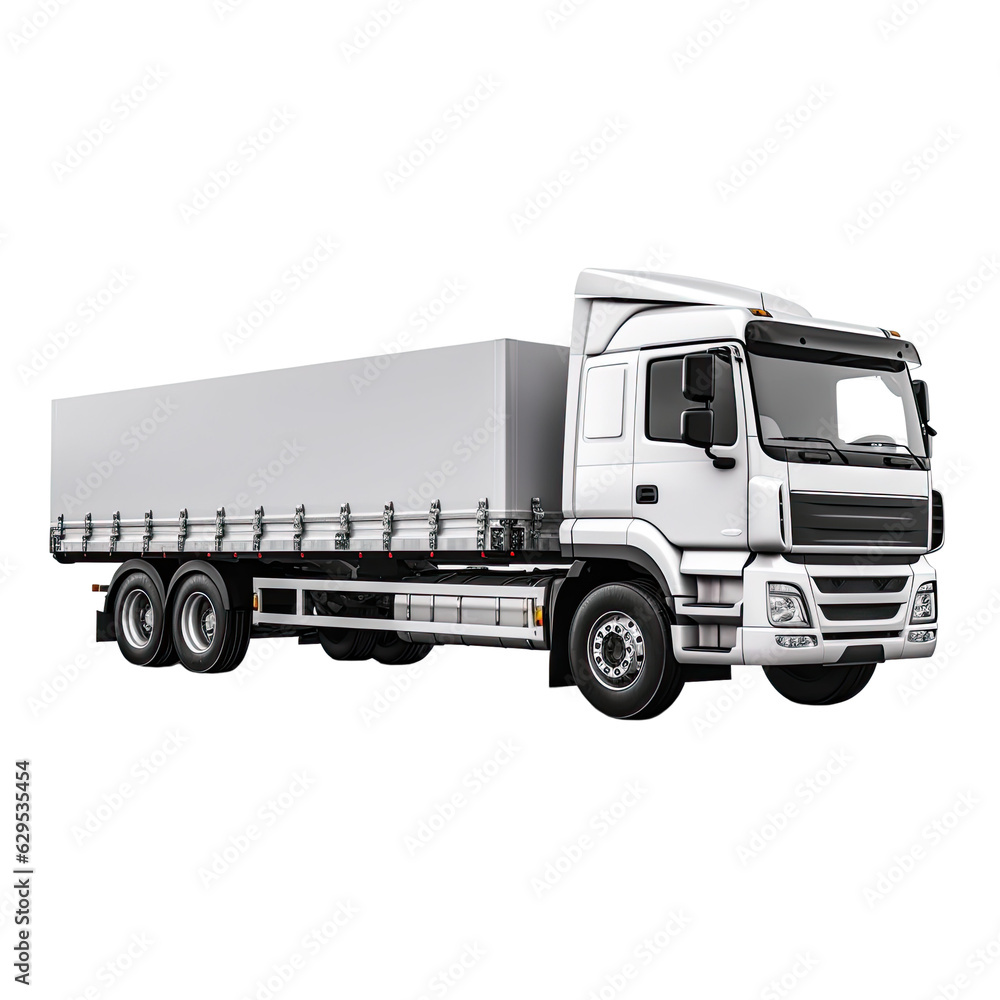 Cargo Truck with Flatbed for Oversized Items isolated on transparent background. Generative AI. Cargo Truck with Flatbed for Oversized Items isolated on transparent background. Generative AI.