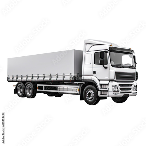 Cargo Truck with Flatbed for Oversized Items isolated on transparent background. Generative AI.