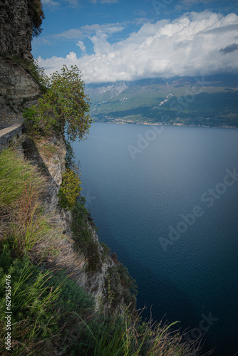 Lake Garda Italy in the summer on the cliffs