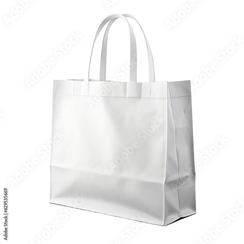 white Shopping Carry Bag with Sturdy Handles isolated on transparent background. Generative AI.