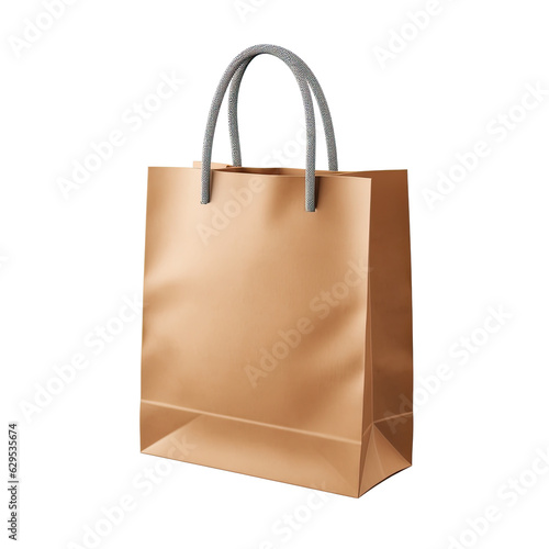 Papre Shopping Bag with Sturdy Handles and Large Compartment isolated on transparent background. Generative AI.