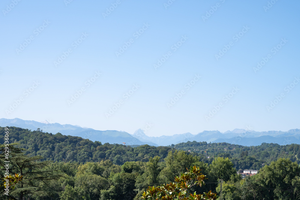 landscape of Pyrénées since city of Pau in France
