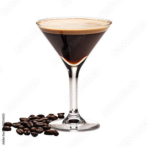 Espresso Martini Cocktail Isolated on White isolated on transparent background. Generative AI.