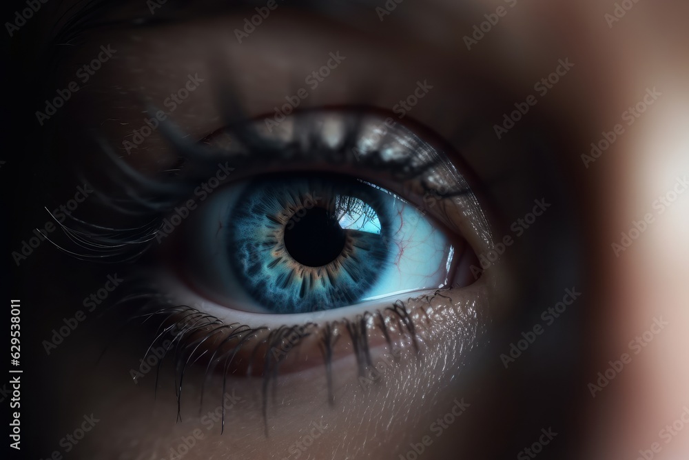 Close-up of a female blue eye. Close-up of a female blue eye.