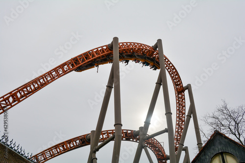 Roller coaster in the amusement park