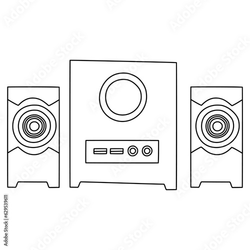 Doodle speakers icon. Hand drawn speakers icon in vector. Speakers illustration. Doodle loudspeakers icon in vector