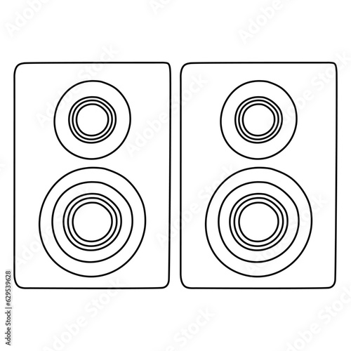 Doodle speakers icon. Hand drawn speakers icon in vector. Speakers illustration. Doodle loudspeakers icon in vector