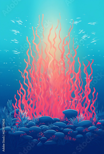 Watercolor ocean coral reef. © LanaUst