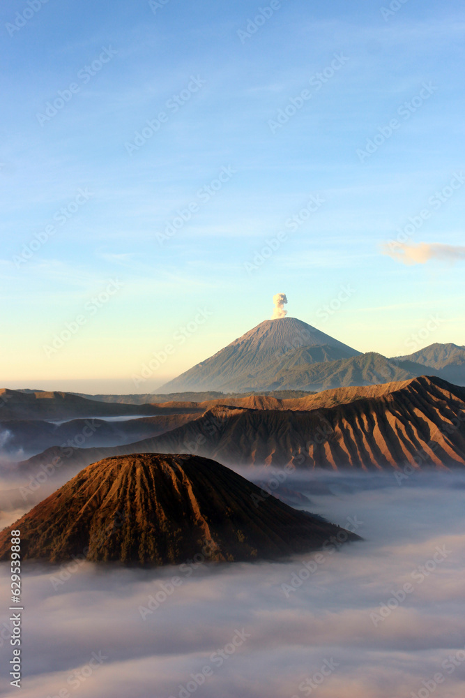 The Bromo, an active somma volcano and part of the Tengger mountains, in East Java, Indonesia