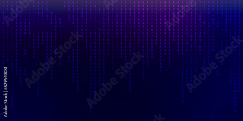 Blue technology style background. Abstract lines, dots, letters, numbers. Digital data connection technology and big data concept.