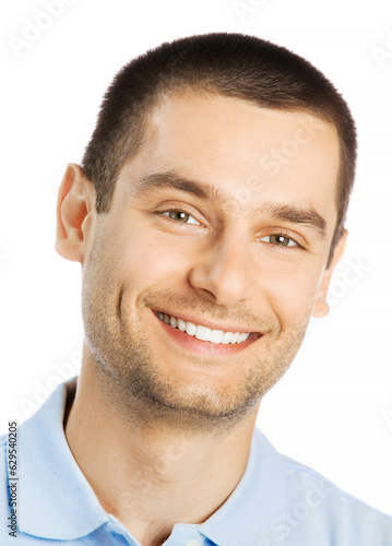 Cheerful young man, isolated over white background