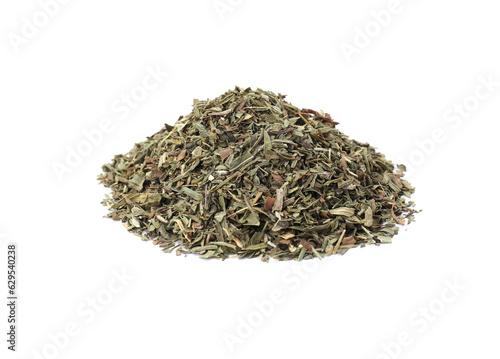 Pile of dry tarragon isolated on white