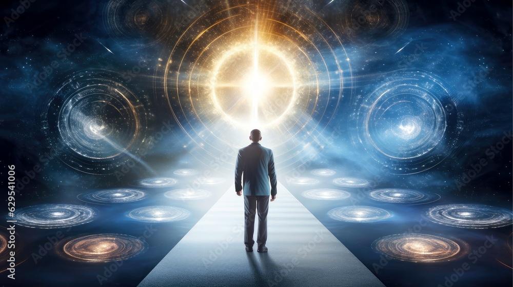 Psychic waves experimentation, psychedelia, and bold mental, emotional, and spiritual journey, journey into wellness with psychic waves, Generative AI illustration