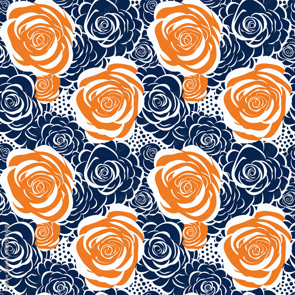 pattern is a white and blue rose seamless pattern is a white and blue rose seamless
