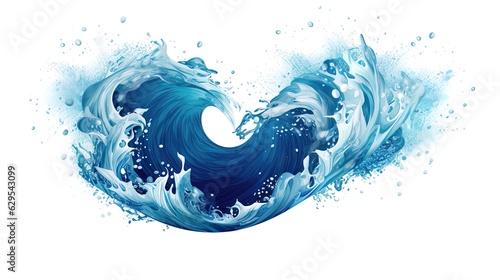 Sea wave, watercolor style on a white background.