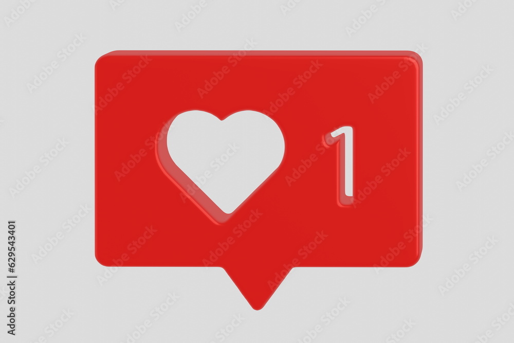 Feedback Sign, social network, social media notification love heart icon. Simple one like notification. 3d render Feedback Sign, social network, social media notification love heart icon. Simple one like notification. 3d render