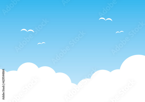 雲　背景　シンプル　グラデーション  空飛ぶカモメ