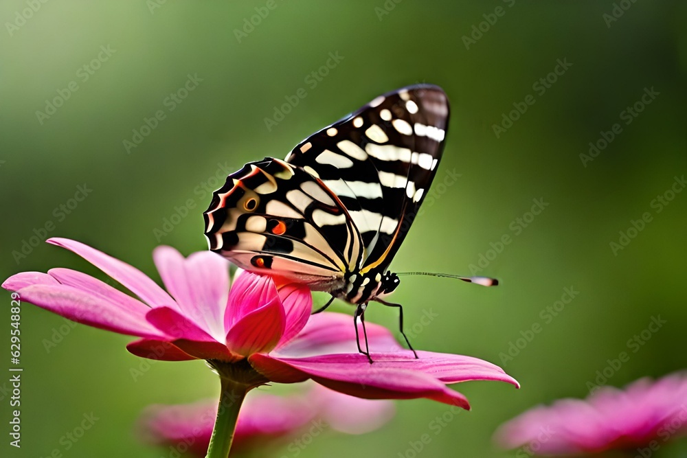 Obraz premium butterfly on flower generated by AI