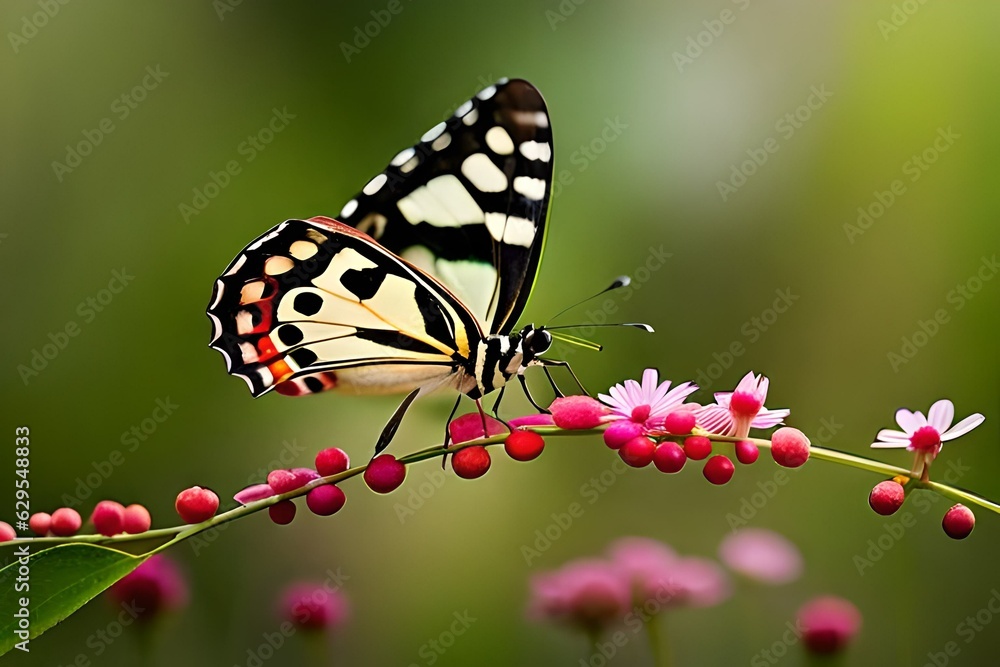 Naklejka premium butterfly on flower generated by AI