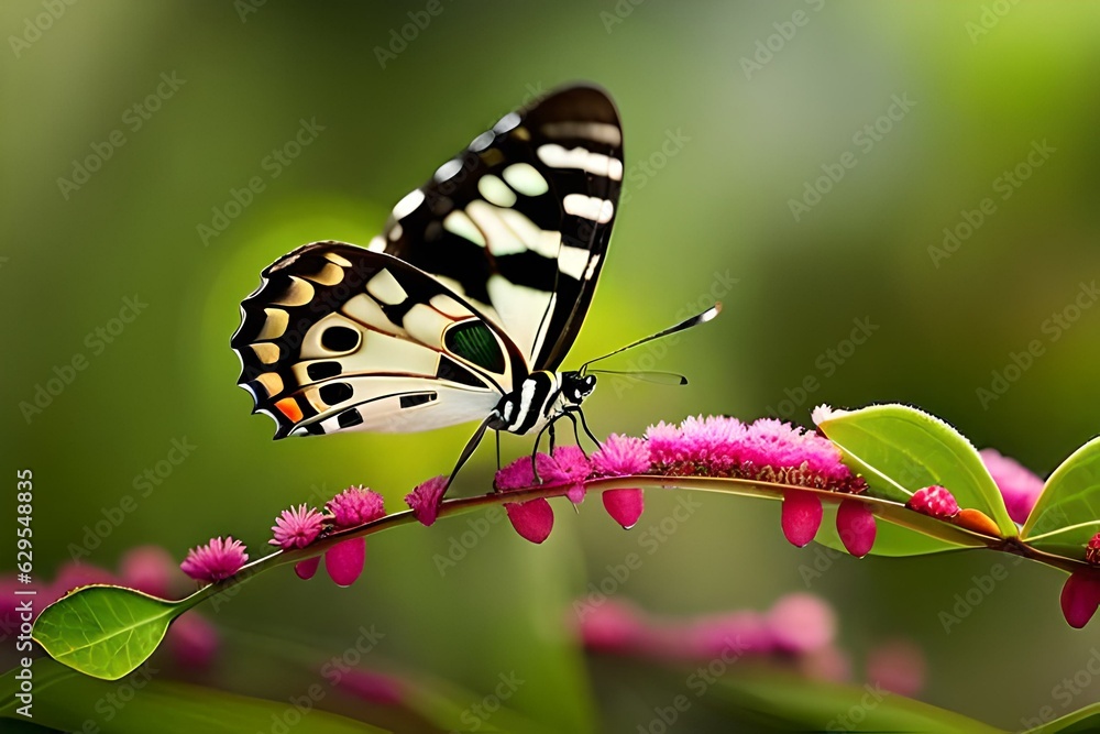 Obraz premium butterfly on flower generated by AI