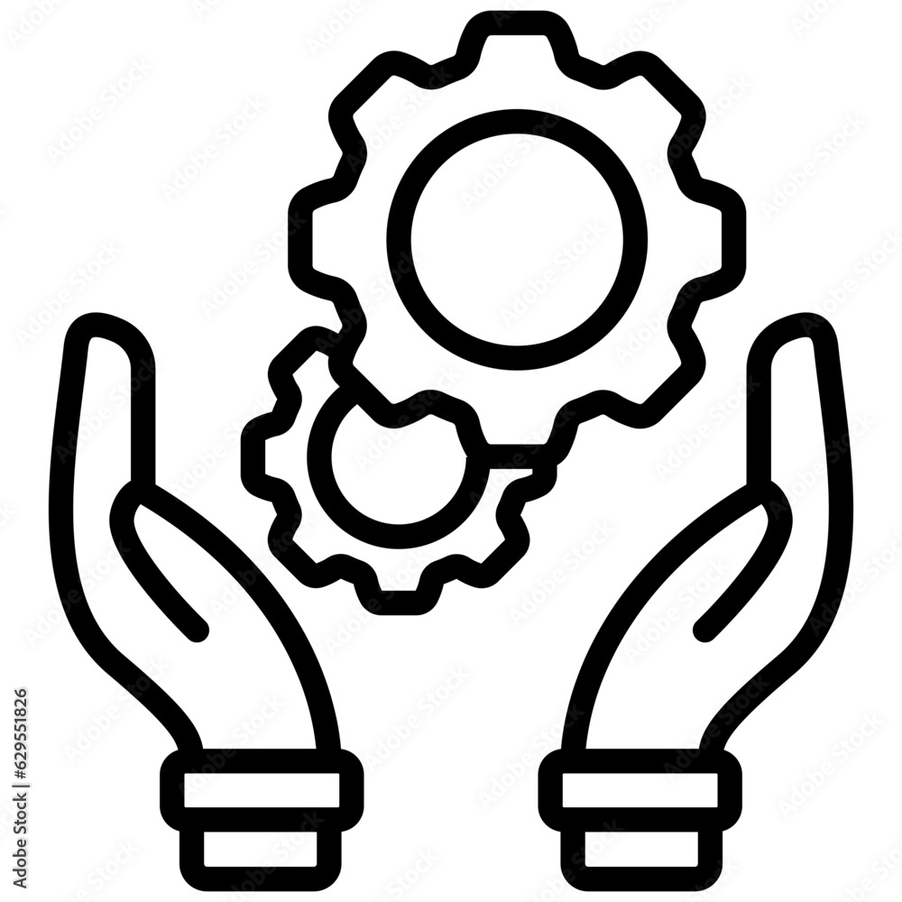 hands and gear icon often used in design, websites, or applications, banner, flyer to convey specific concepts related to project management. hands and gear icon often used in design, websites, or applications, banner, flyer to convey specific concepts related to project management.