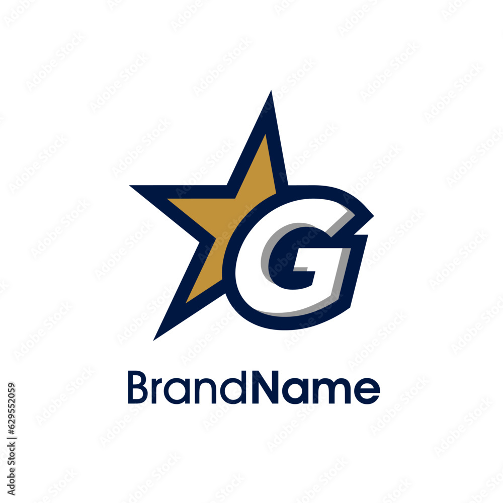 Obraz premium Initial G Gold Star Logo