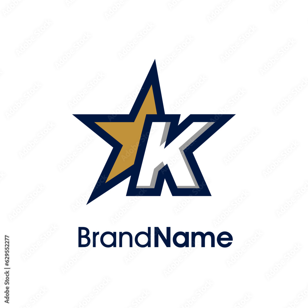 Obraz premium Initial K Gold Star Logo