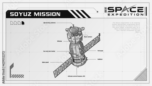 Soyuz Mission Spaceflight Programme a Legacy of Human Space Exploration - A Space Expedition Series Infographics Vector Illustration design