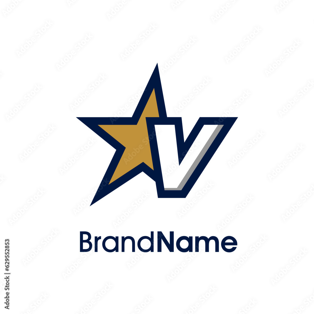 Initial V Gold Star Logo Initial V Gold Star Logo
