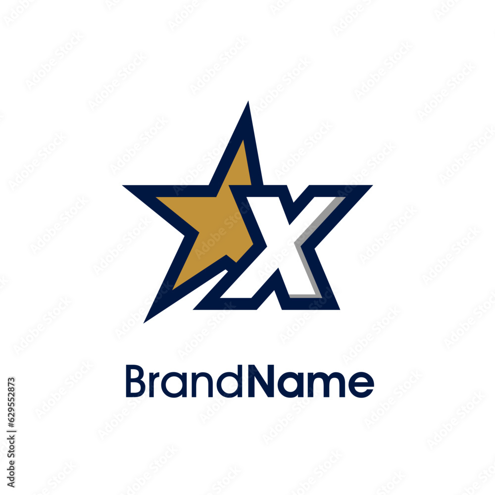 Obraz premium Initial X Gold Star Logo