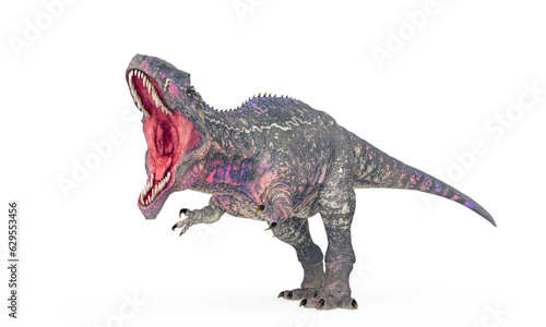 giganotosaurus is intimidating the others on white background side view photo