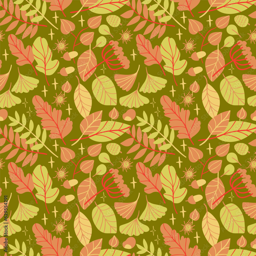 Autumn seamless pattern design. Repeat design with autumn thematics elements Autumn seamless pattern design. Repeat design with autumn thematics elements