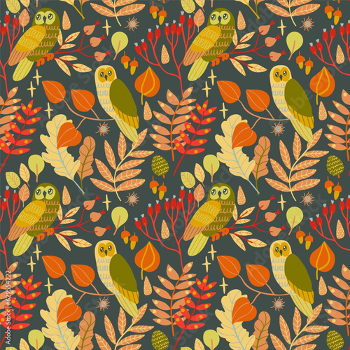 Autumn seamless pattern design. Repeat design with autumn thematics elements