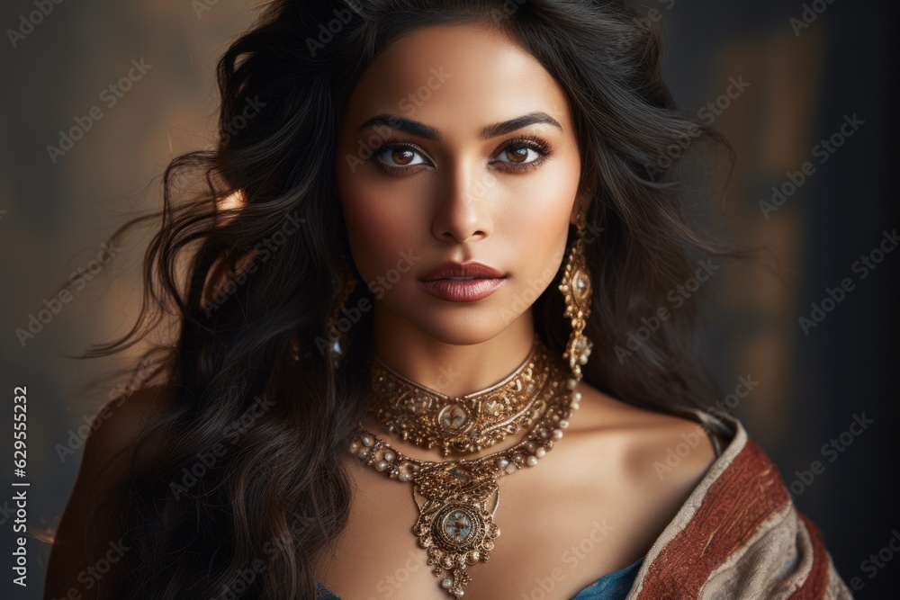 Lifelike beautiful Asian Indian woman with a striking appearance and