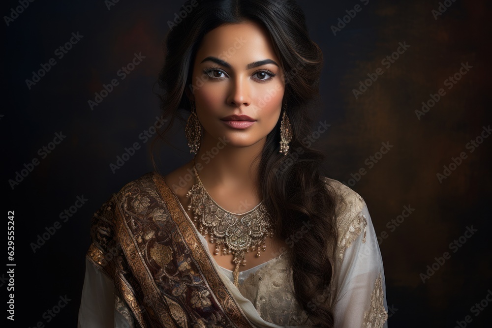 Lifelike beautiful Asian Indian woman with a striking appearance and