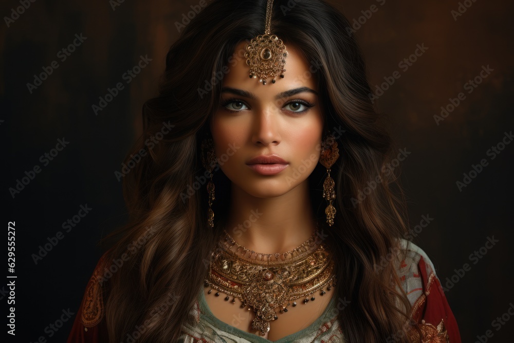 Lifelike beautiful Asian Indian woman with a striking appearance and