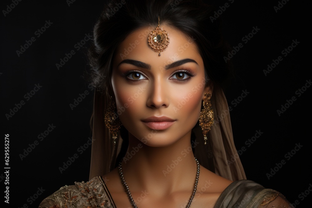 Lifelike beautiful Asian Indian woman with a striking appearance and