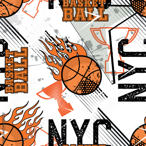 Abstract seamless grunge sport pattern pattern for textile. basketball  moder...