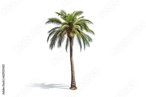 Abstract elegance. Single closeup of beautiful palm tree on white background isolated. Natural beauty