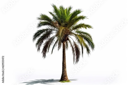 Abstract elegance. Single closeup of beautiful palm tree on white background isolated. Natural beauty