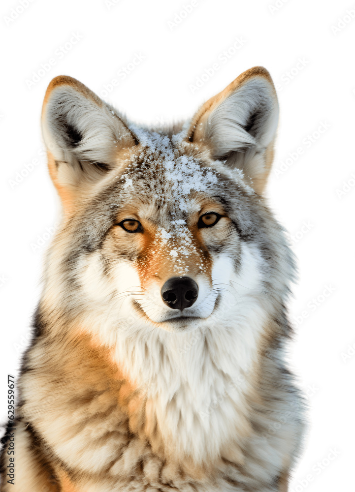 Coyote isolated on white background, wildlife photography Coyote isolated on white background, wildlife photography