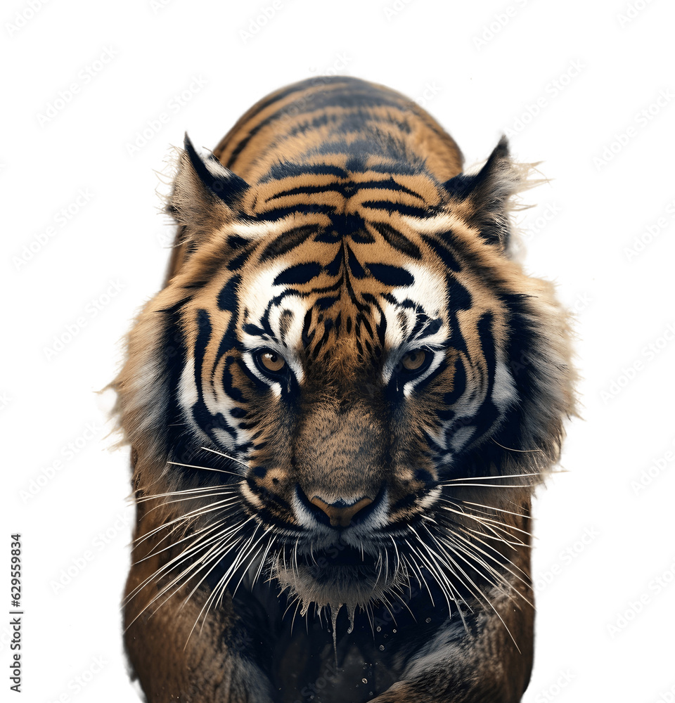 Fototapeta premium Portrait of a tiger isolated on transparent background 