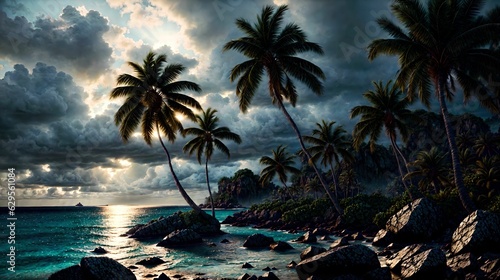 ULTRA Resolution - Stunning Caribbean background  Ocean  Sea  Mountains  Clouds  Sunshine  vacation image  Sunset