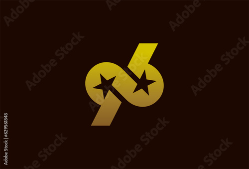 Number 96 Logo. Monogram number 96 formed from the infinity symbol with a star in the negative space, usable for business and anniversary logos, flat design logo template, vector illustration
